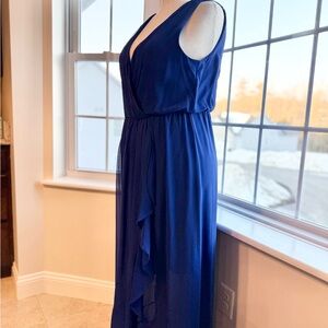 SLNY Deep Blue V-Neck Dress